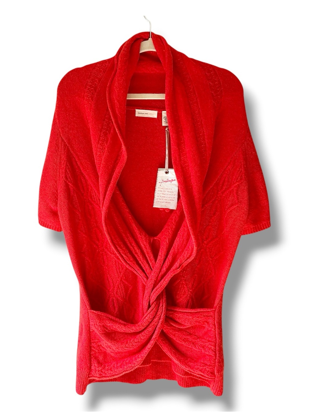 Sleeping on Snow Wool/Cashmere Blend Cable Knit Twist Front Fall Sweater Size XL